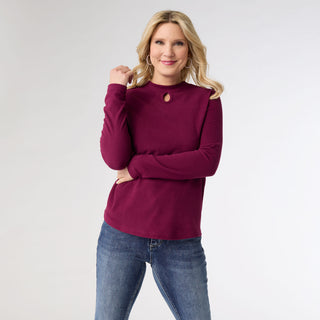 Alexis Super Soft Keyhole Neck Top - Wine