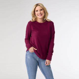 Alexis Super Soft Top with Snap Cuff - Wine