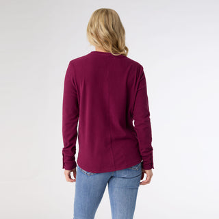 Alexis Super Soft Top with Snap Cuff - Wine