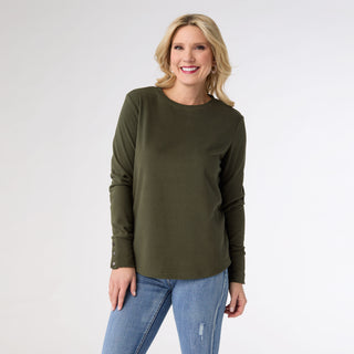 Alexis Super Soft Top with Snap Cuff - Olive