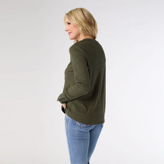 Alexis Super Soft Top with Snap Cuff - Olive