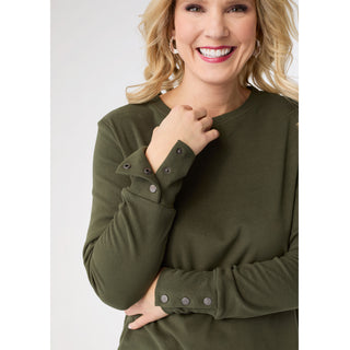 Alexis Super Soft Top with Snap Cuff - Olive