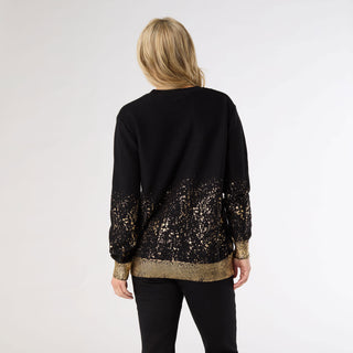 Tinlee Sweater with Metallic Splatter - Black/Gold