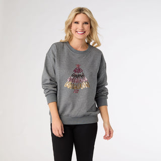Noble Sweatshirt with Sequin Tree - Heather Grey