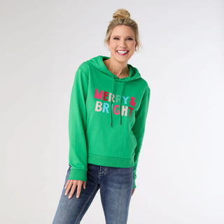 Merry & Bright Hooded Sweatshirt - Bright Green