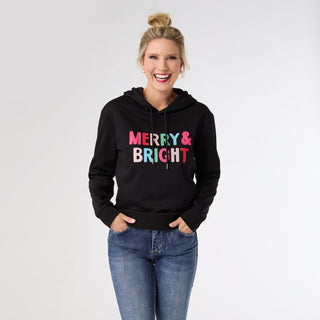 Merry & Bright Hooded Sweatshirt - Black