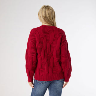 Sascha Chunky Cable Knit Sweater - Red