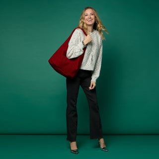 Alivia Sparkle Sweater with Front Cable Knit Tree - Sparkle White Heather