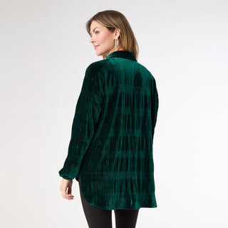 Candus Pleated Velour Top - Emerald