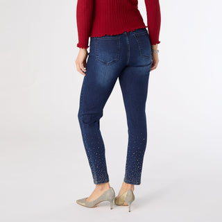 EverStretch Skinny Ankle with Rhinestones - Indigo Dark Denim