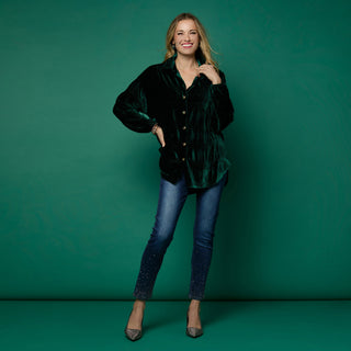 EverStretch Skinny Ankle with Rhinestones - Indigo Dark Denim