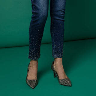 EverStretch Skinny Ankle with Rhinestones - Indigo Dark Denim