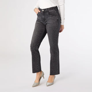 EverStretch Straight Ankle with Front Rhinestones - Black Washed