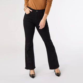 EverStretch Baby Bootcut with Bottom Embroidery - Black