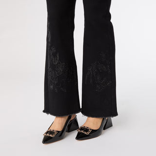 EverStretch Baby Bootcut with Bottom Embroidery - Black