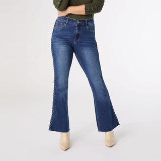 Bambu Soft Flare with Braided Side - Dark Denim