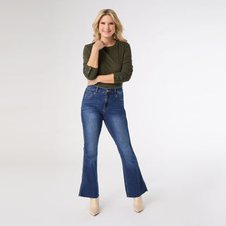 Bambu Soft Flare with Braided Side - Dark Denim
