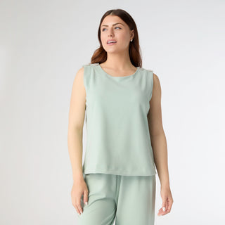 Weekend Brushed Button Shoulder Tank - Seafoam