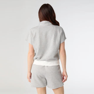 Cozymaxx Quilt Zip Top - Grey Stripe