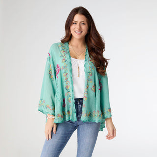 Jovie Wrap with Embroidery - Teal