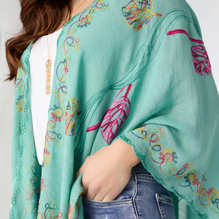 Jovie Wrap with Embroidery - Teal