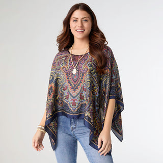 Margot Printed Wrap - Navy