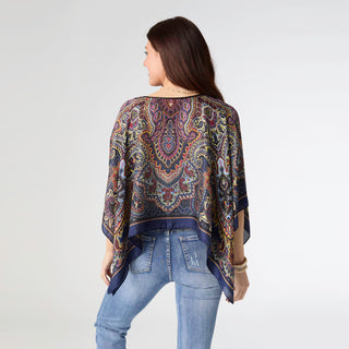 Margot Printed Wrap - Navy