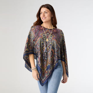 Margot Printed Wrap - Navy