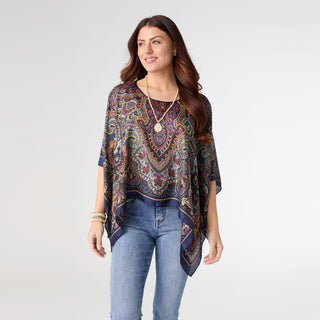 Margot Printed Wrap - Navy