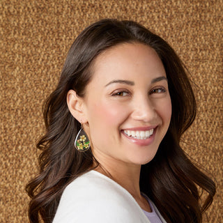 Pressed Flower Earring - Yellow Teardrop
