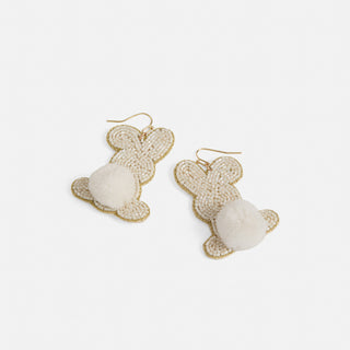 Pom Pom Bunny Earring - White