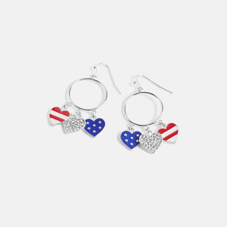 Flag Heart Hoop Earring - Red/White/Blue