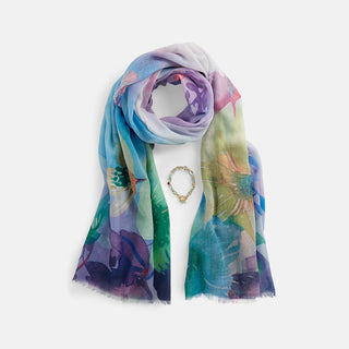 Springtime Scarf + Bracelet - Purple Flowers