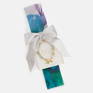 Springtime Scarf + Bracelet - Purple Flowers