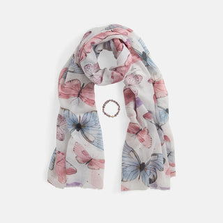 Butterfly Scarf + Bracelet - Purple/Blue