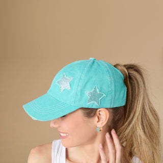 Star Ponytail Hat - Navy