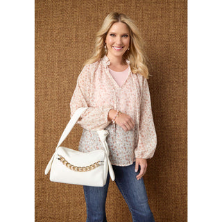 Mylah Tote w/ Chain - White