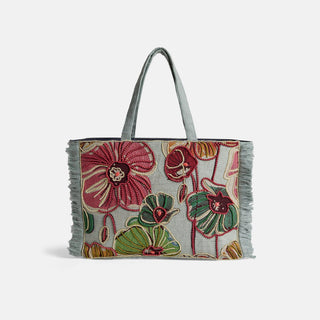 Adalee Floral Tote - Seafoam