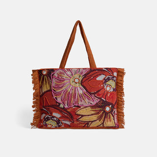 Adalee Floral Tote - Persimmon