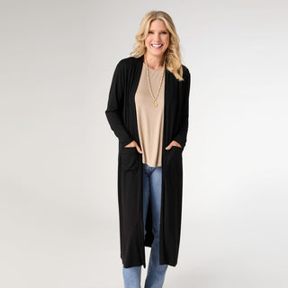 Soft Landing Long Sleeve Cardigan - Black