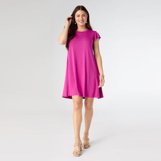 Francis Flutter Sleeve Dress - Electric Fuchsia