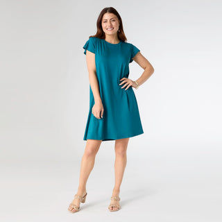 Francis Flutter Sleeve Dress - Dark Teal