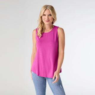 Erin Pleat Back Tank - Electric Fuchsia
