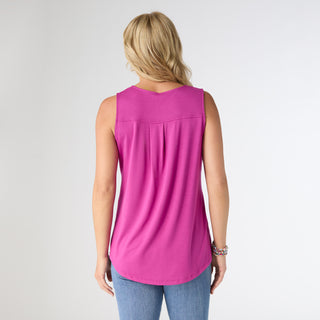 Erin Pleat Back Tank - Electric Fuchsia