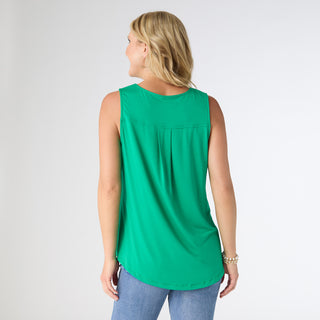 Erin Pleat Back Tank - Bright Green