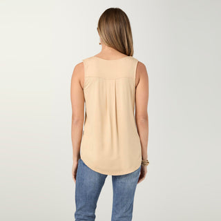 Erin Pleat Back Tank - Golden Tan