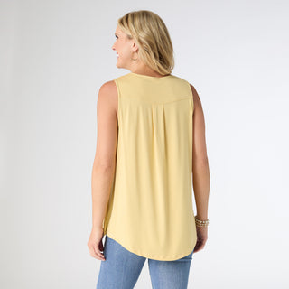 Erin Pleat Back V-Neck Tank - Dusty Citrus