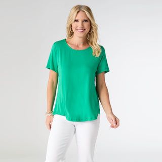 Erin Pleat Back Tee - Bright Green