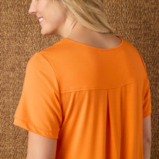 Erin Pleat Back Tee - Bright Orange