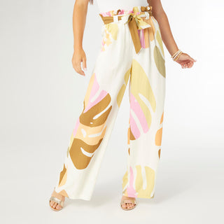 Lyla Printed Flowy Pant with Tie Waist - Mixed Sorbet